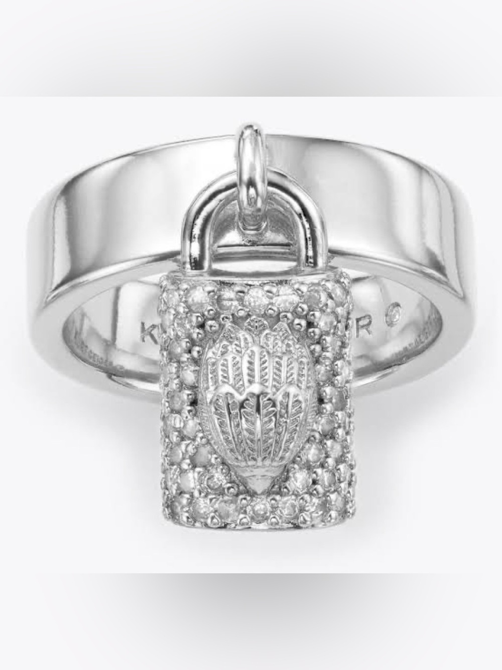 Kurt Geiger NWT Sterling Silver Padlock Charm Ring - Silver